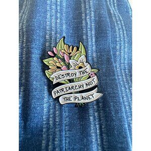 DESTROY THE PATRIARCHY Floral Enamel Lapel Pin NEW